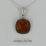 German Baltic Honey Amber Modern Pendant 925 Silver Handmade PE0387 RRP£90!!!