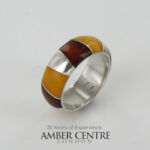 HANDMADE ITALIAN DESIGN Inlaid BALTIC AMBER RING 925 SILVER-WR359 RRP£175!!!