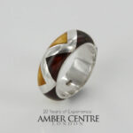 HANDMADE ITALIAN Design Inlaid BALTIC AMBER RING 925 SILVER-WR362M RRP£165!!!
