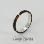 HANDMADE ITALIAN DESIGN Inlaid BALTIC AMBER RING 925 SILVER-WR348 RRP£90!!!