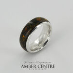 HANDMADE ITALIAN DESIGN Inlaid Green BALTIC AMBER RING 925 SILVER-WR349G RRP£175!!!