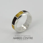 HANDMADE ITALIAN DESIGN Inlaid BALTIC AMBER RING 925 SILVER-WR353M RRP£175!!!