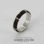 HANDMADE ITALIAN DESIGN Inlaid BALTIC AMBER RING 925 SILVER-WR354 RRP£100!!!