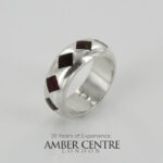 HANDMADE ITALIAN DESIGN Inlaid BALTIC AMBER RING 925 SILVER-WR358 RRP£175!!!