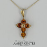 Italian Made German Baltic Amber Cross Pendant in 9ct Gold - GP0098 RRP£450!!!