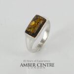 HANDMADE ITALIAN Green BALTIC AMBER RING 925 SILVER-WR371G RRP£50!!!
