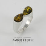 HANDMADE ITALIAN Green BALTIC AMBER RING 925 SILVER-WR376G RRP£55!!!