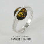 HANDMADE ITALIAN Green BALTIC AMBER RING 925 SILVER-WR378G RRP£55!!!