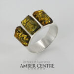 HANDMADE ITALIAN Green BALTIC AMBER RING 925 SILVER-WR385G RRP£70!!