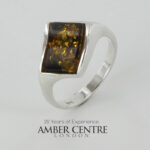 HANDMADE ITALIAN Green BALTIC AMBER RING 925 SILVER-WR386G RRP£50!!