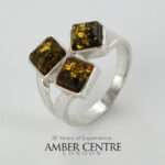 HANDMADE ITALIAN Green BALTIC AMBER RING 925 SILVER-WR387G RRP£65!!