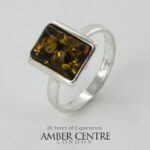 HANDMADE ITALIAN Green BALTIC AMBER RING 925 SILVER-WR392G Size P RRP£65!!
