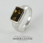 HANDMADE ITALIAN Green BALTIC AMBER RING 925 SILVER-WR397G RRP£65!!