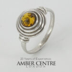 HANDMADE ITALIAN Green BALTIC AMBER RING 925 SILVER-WR403G RRP£40!! Size O(55)