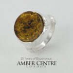 HANDMADE ITALIAN Green BALTIC AMBER RING 925 SILVER-WR404G RRP£100!! Size O(55)