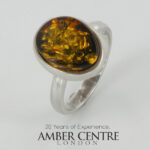 HANDMADE ITALIAN Green BALTIC AMBER RING 925 SILVER-WR407G RRP£65!! Size P(56)