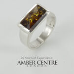 HANDMADE ITALIAN Green BALTIC AMBER RING 925 SILVER-WR410G RRP£100!! N(54)