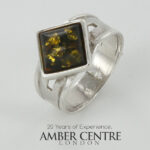 HANDMADE ITALIAN Green BALTIC AMBER RING 925 SILVER-WR413G RRP£65!! Size L(51)