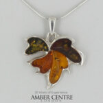 German Baltic Amber Pendant Leaf Italian Style Handmade 925 Silver PE0392M RRP£100!!!