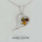 German Baltic Amber Heart Pendant Italian Style Handmade 925 Silver PE0395M RRP£60!!!