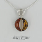 German Baltic Amber Pendant Italian Style Handmade 925 Silver PE0396M RRP£65!!!