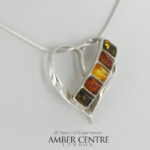 German Baltic Amber Heart Pendant Italian Style Handmade 925 Silver PE0399M RRP£70!!!