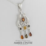 German Baltic Amber Pendant Italian Style Handmade 925 Silver PE0402M RRP£80!!!