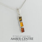 German Multicolour Baltic Amber Pendant Italian Style Handmade 925 Silver PE0404M RRP£40!!!