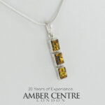 German Green Baltic Amber Pendant Italian Style Handmade 925 Silver PE0404G RRP£45!!!