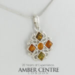 German Baltic Amber Pendant Italian Style Handmade 925 Silver PE0408M RRP£45!!!