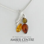German Multicolour Baltic Amber Pendant Italian Style Handmade 925 Silver PE0413M RRP£35!!!