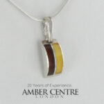 German Inlaid Baltic Amber Pendant Italian Style Handmade 925 Silver PE0420M RRP£45!!!