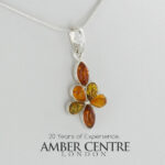 German Multicolour Baltic Amber Pendant Italian Style Handmade 925 Silver PE0421M RRP£50!!!