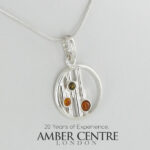 German Multicolour Baltic Amber Pendant Italian Style Handmade 925 Silver PE0422M RRP£65!!!