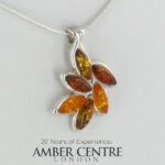 German Multicolour Baltic Amber Pendant Italian Style Handmade 925 Silver PE0423M RRP£65!!!