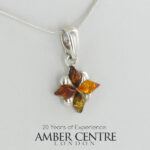 German Multicolour Baltic Amber Pendant Italian Style Handmade 925 Silver PE0424M RRP£50!!!
