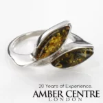 ITALIAN DESIGN GERMAN BALTIC GREEN AMBER RING 925 SILVER-WR012 RRP£65!! Q(58)