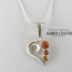German Baltic Amber Heart Pendant Italian Style Handmade 925 Silver PE0403M RRP£40!!!