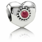 Genuine Unique Pandora Silver Heart Charm with Rhodolite S925 790573RHL RRP£90!!