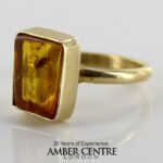 German Baltic Amber Handmade 14ct Gold Ring Containing Crane Scuttle Fly GRR016 RRP£1000!!!