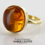 German Baltic Amber Handmade 14ct Gold Ring Containing Spider GRR017 RRP£1200!!!