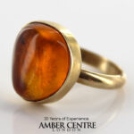German Baltic Amber Handmade 9ct Gold Ring Containing Biting Midge GRR009 RRP£1000!!!