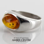 GERMAN BALTIC AMBER MODERN ELEGANT RING Containing Insect 925 SILVER SRR001 RRP£245!!!
