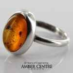 GERMAN BALTIC AMBER MODERN ELEGANT RING Containing Insect 925 SILVER SRR003 RRP£275!!!
