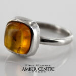 GERMAN BALTIC AMBER MODERN ELEGANT RING Containing Insect 925 SILVER SRR005 RRP£275!!!