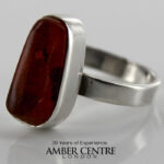 GERMAN BALTIC AMBER MODERN ELEGANT RING Containing Insect 925 SILVER SRR009 RRP£275!!!