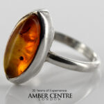 GERMAN BALTIC AMBER MODERN ELEGANT RING Containing Insects 925 SILVER SRR011 RRP£295!!!