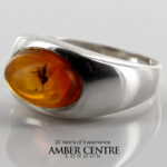 GERMAN BALTIC AMBER MODERN ELEGANT RING Containing Insect 925 SILVER SRR013 RRP£295!!!