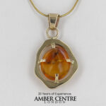 Italian Handmade Dominican Amber Pendant With Ants in 9ct solid Gold GPR012 RRP£575!!!