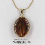 Italian Handmade Dominican Amber Pendant With Ant and Leaves in 9ct solid Gold GPR003 RRP£395!!!